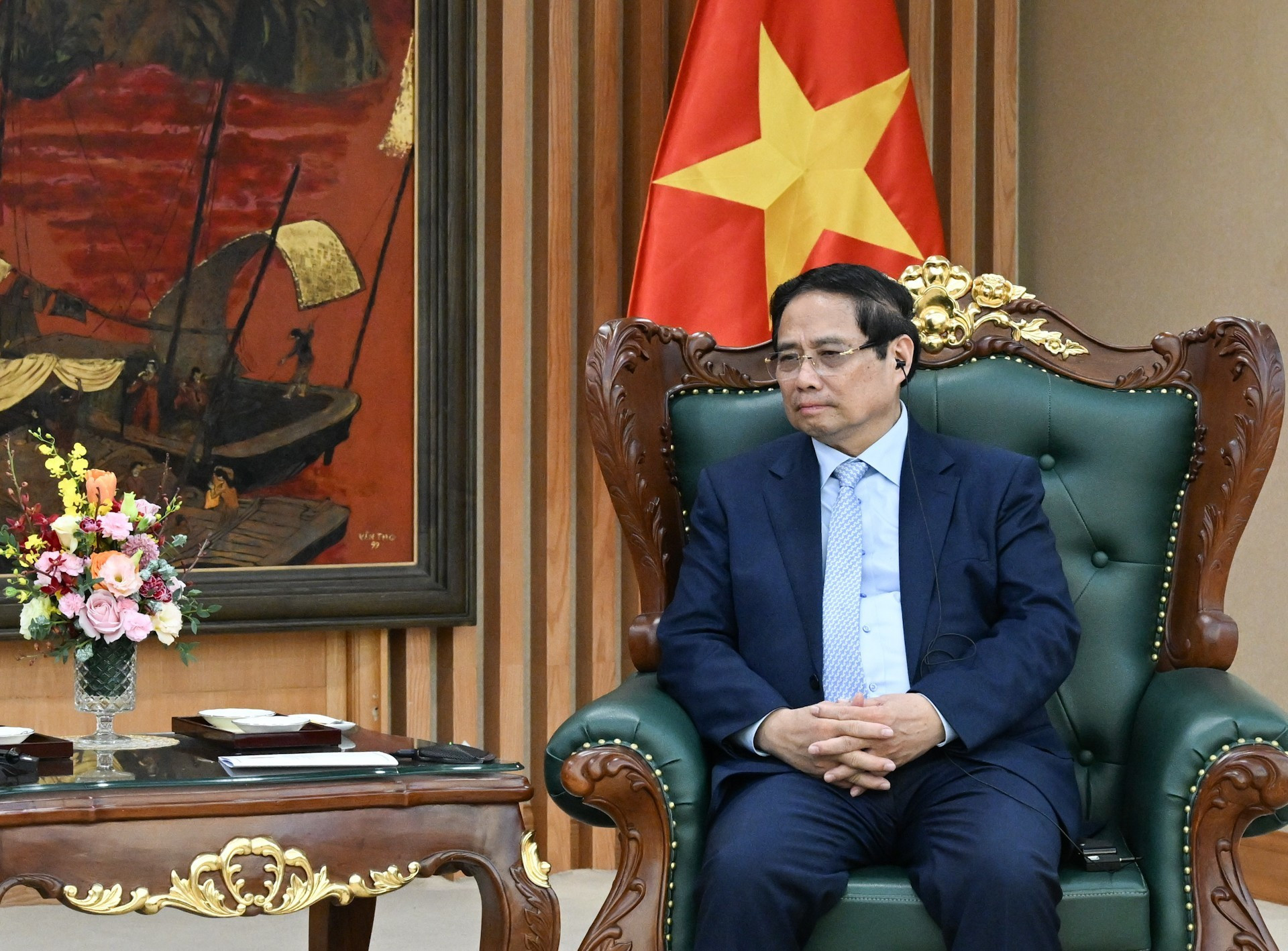 El premier Pham Minh Chinh habla en la cita.