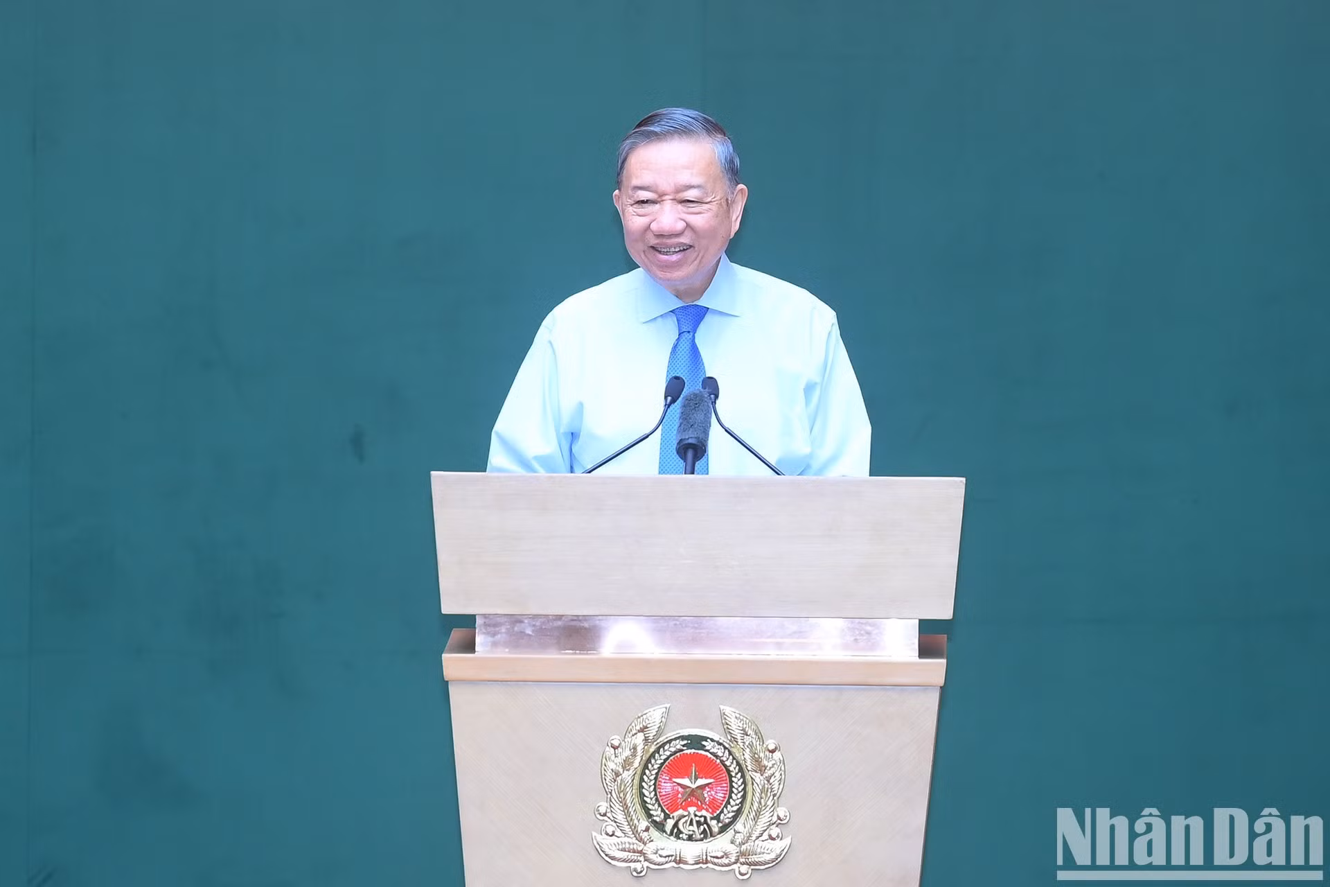 El secretario general del Partido Comunista y presidente de Vietnam, To Lam, interviene en el encuentro.