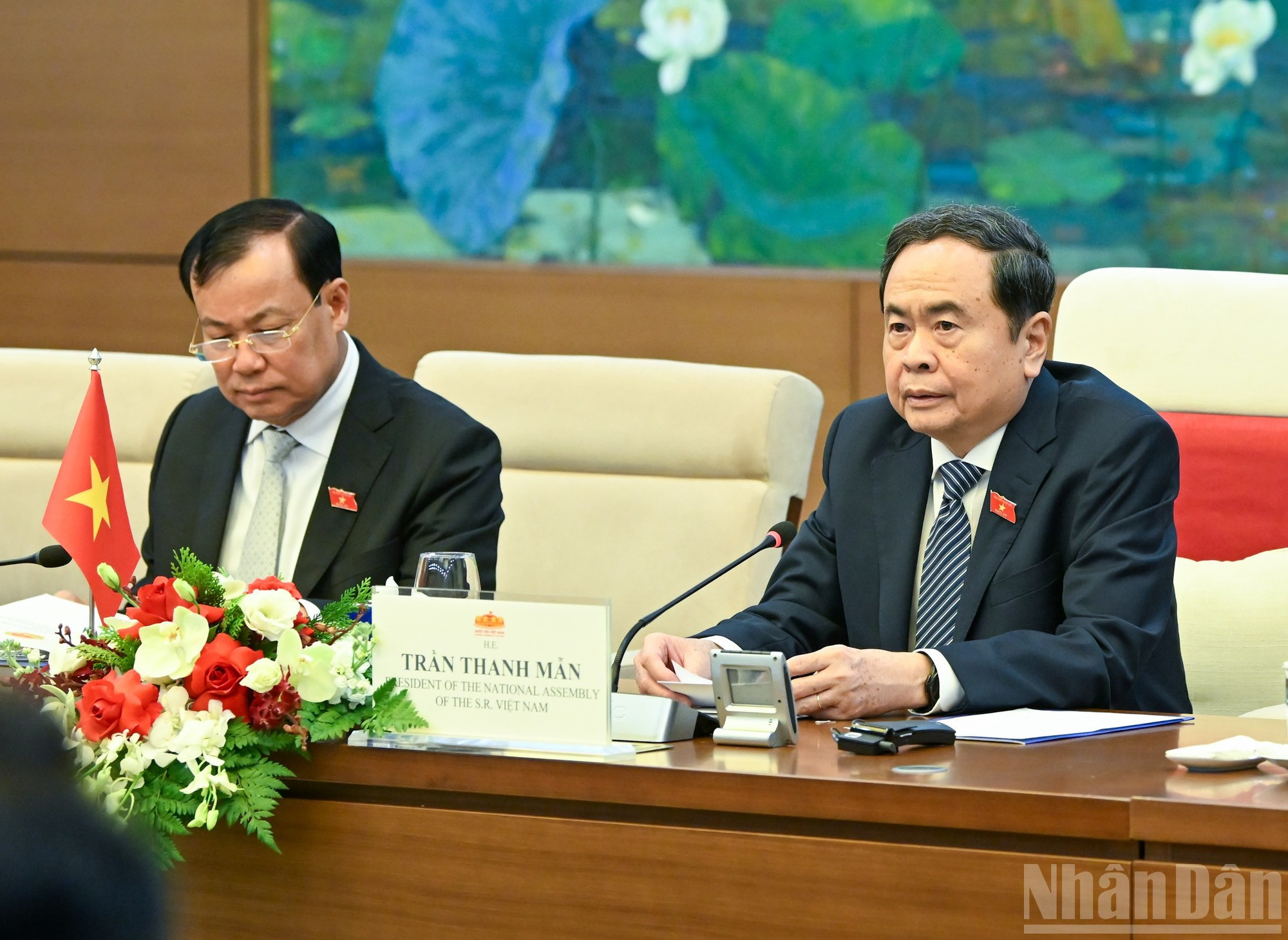 El presidente de la Asamblea Nacional de Vietnam, Tran Thanh Man, en su intervención.
