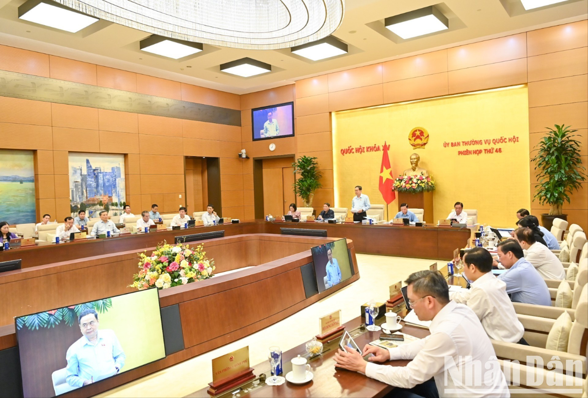 Panorama de la sesión matutina del 3 de junio. Se prevé que la 46ª reunión se celebra en dos plazos, del 3 al 6 de junio y del 9 al 10 de junio.