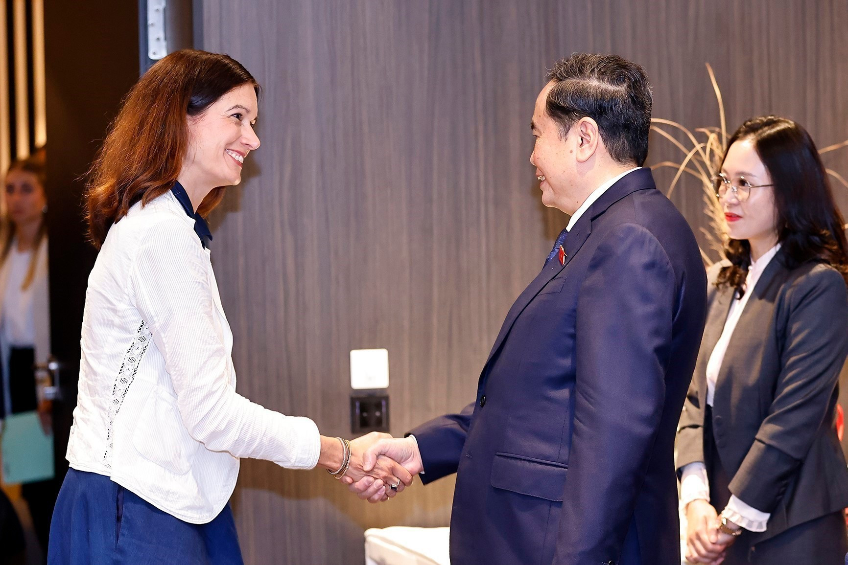 El presidente de la Asamblea Nacional de Vietnam, Tran Thanh Man, se reúne con la titular del Consejo Nacional de Suiza, Maja Riniker. El presidente de la Asamblea Nacional de Vietnam, Tran Thanh Man, se reúne con la titular del Consejo Nacional de Suiza, Maja Riniker.