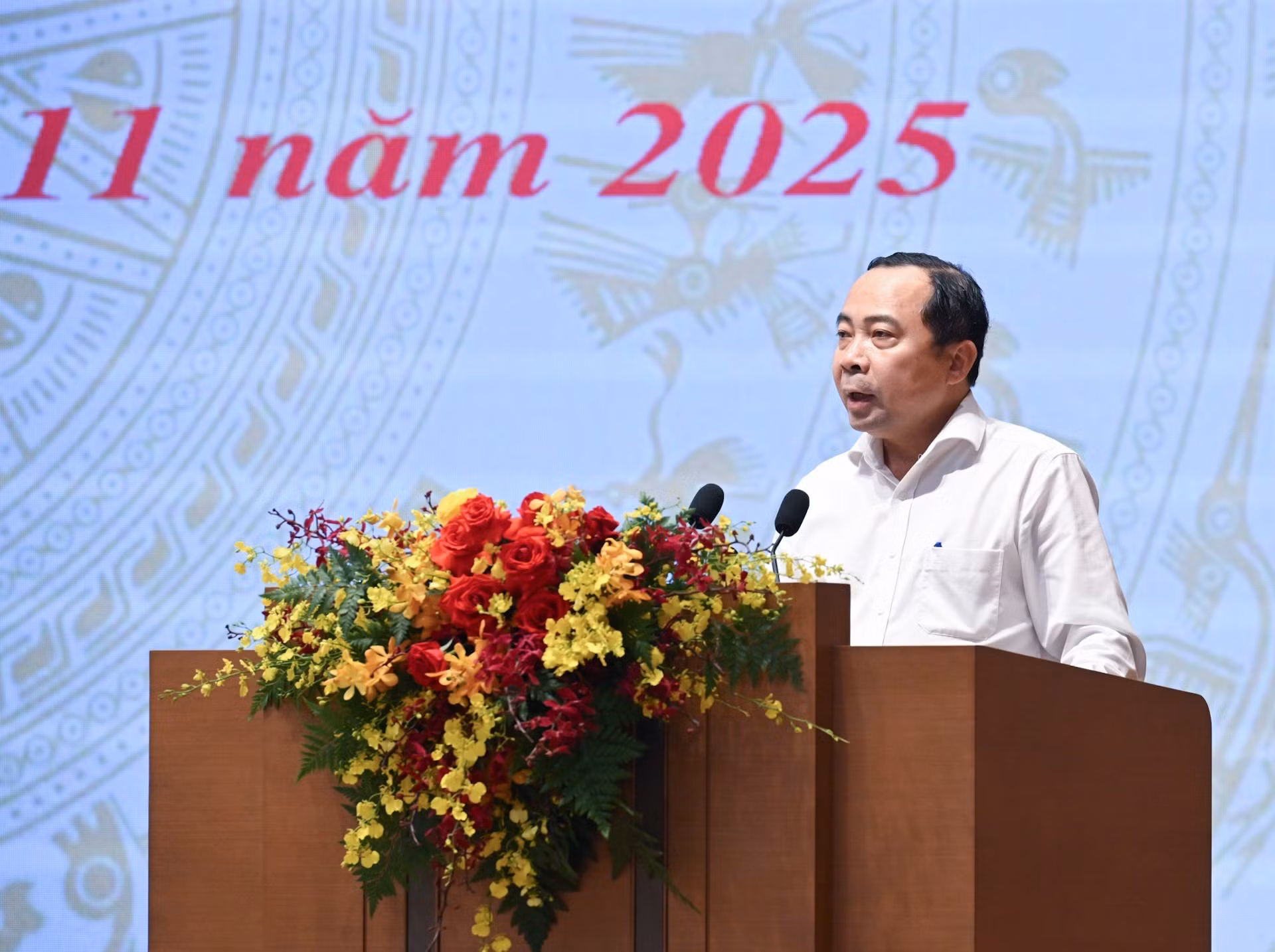 El viceministro permanente de Ciencia y Tecnología, Vu Hai Quan, habla en la cita.