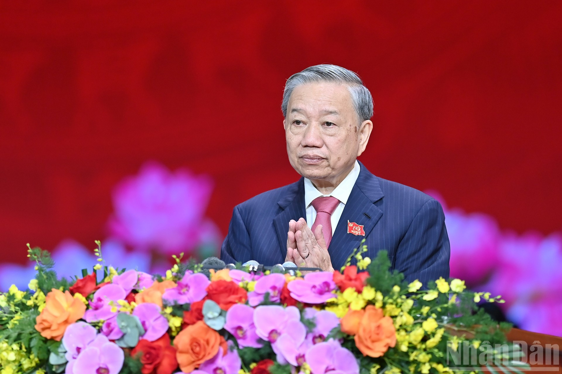 El secretario general del PCV, To Lam, en su intervención.