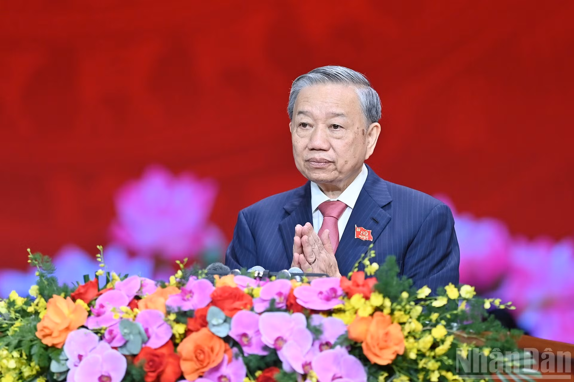 El secretario general del PCV, To Lam, en su intervención.