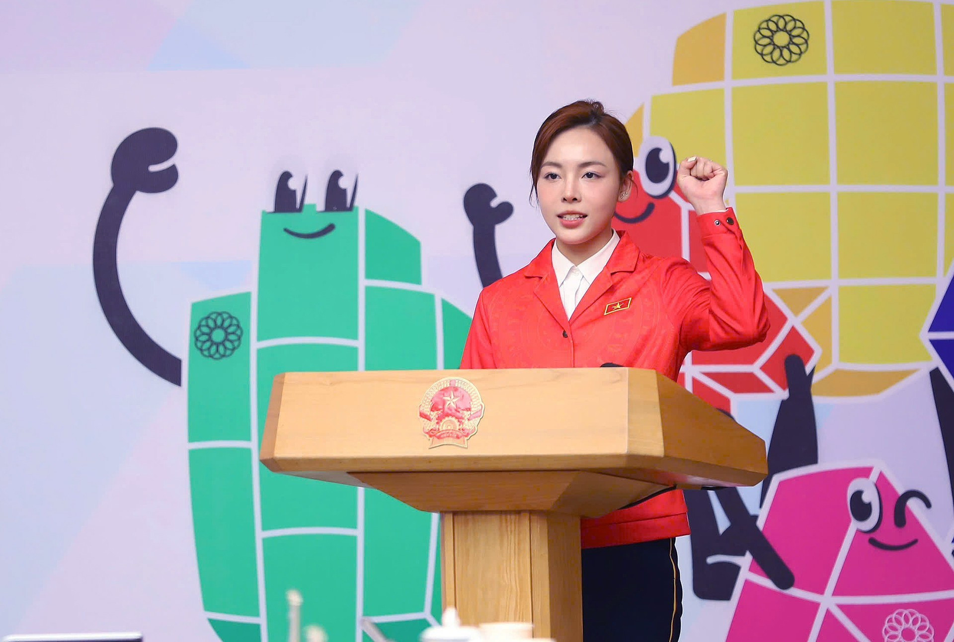 En nombre de la delegación vietnamita, la tiradora Phi Thanh Thao expresa su determinación de conseguir el mejor rendimiento en la cita deportiva regional.