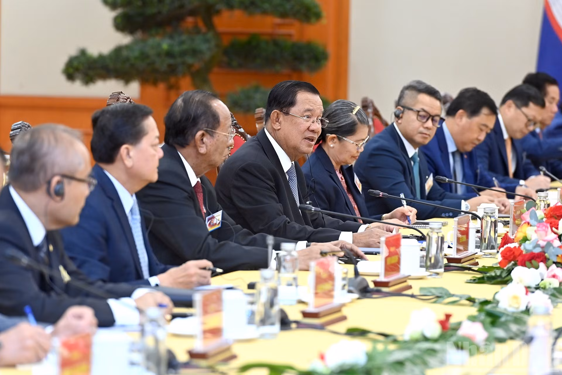 El presidente del Partido Popular de Camboya y titular del Senado, Samdech Techo Hun Sen, en su intervención.