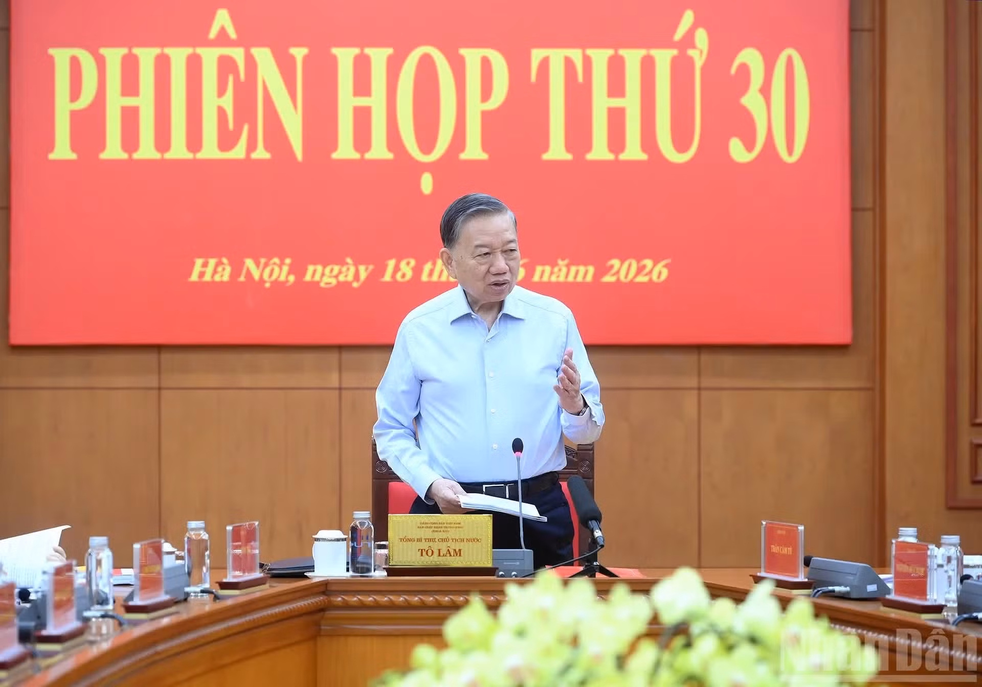 El secretario general del Partido Comunista y presidente de Vietnam, To Lam, conduce la 30ª reunión del Comité Directivo Central para la lucha contra la corrupción, el despilfarro y la negatividad.