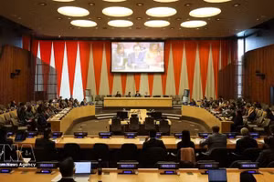Vista de la ceremonia de lanzamiento del Grupo de Amigos de las Naciones Unidas sobre la prevención y el combate contra la trata de personas que utilizan tecnologías. (Foto: VNA)