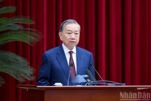 El secretario general del Partido Comunista de Vietnam, To Lam, interviene en la sesión. (Foto: Nhan Dan)