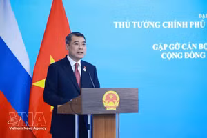 El primer ministro de Vietnam, Le Minh Hung, habla en el encuentro. (Foto: VNA)