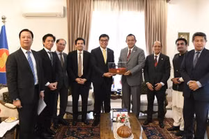 Embajadores de países de la Asean en Pakistán junto al ministro federal de Energía (División de Petróleo) de la nación surasiática, Ali Pervaiz Malik. (Foto: Embajada de Vietnam en Pakistán)