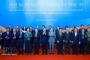 El primer ministro de Vietnam, Le Minh Hung, y delegados en la sesión plenaria de la 33ª Conferencia Diplomática. (Foto: VNA)