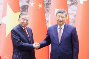 El secretario general del Partido Comunista y presidente de Vietnam, To Lam, y su homólogo chino, Xi Jinping. (Foto: VNA)