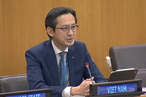 El embajador Do Hung Viet, jefe de la misión permanente de Vietnam ante la ONU, interviene en la sesión (Foto: VNA)