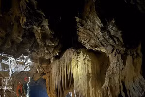 Imagen que muestra las imponentes formaciones de estalactitas milenarias en la cueva Nuoc Lan, recientemente descubierta en el Parque Nacional Phong Nha-Ke Bang, en la provincia de Quang Tri. (Foto: VNA)