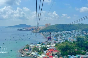 El teleférico de Hon Thom en la zona especial de Phu Quoc, provincia sureña de An Giang (Foto: VNA)