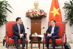 El ministro de Relaciones Exteriores de Vietnam, Le Hoai Trung, recibe al embajador de Corea del Sur en Hanói, Choi Young Sam. (Foto: VNA)