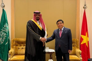 El viceprimer ministro de Vietnam, Nguyen Chi Dung, se reúne con el ministro saudí de Economía y Planificación, Faisal bin Fadhil Al-Ibrahim. (Foto: VNA)