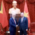 El secretario general del Partido Comunista y presidente de Vietnam, To Lam (derecha), recibe al primer ministro de Timor Oriental, Kay Rala Xanana Gusmão. (Foto: Nhan Dan)