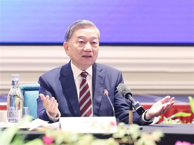 El secretario del Partido Comunista de Vietnam (PCV), To Lam, habla en el evento (Foto: VNA)