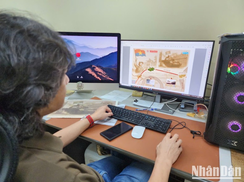 El personal de la imprenta del periódico Nhan Dan procesa el archivo para la publicación informativa especial. El personal de la imprenta del periódico Nhan Dan procesa el archivo para la publicación informativa especial.