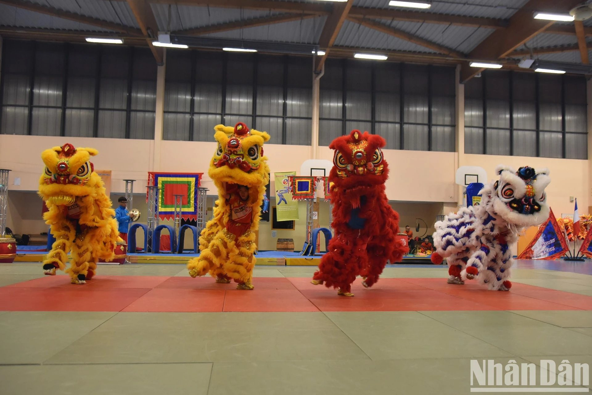 La danza del unicornio, el león y el dragón es una combinación de la belleza espiritual, las artes marciales tradicionales y los sonidos vibrantes de instrumentos musicales tradicionales como tambores, thanh la (un instrumento de percusión de la etnia mayoritaria Kinh) y platillos.