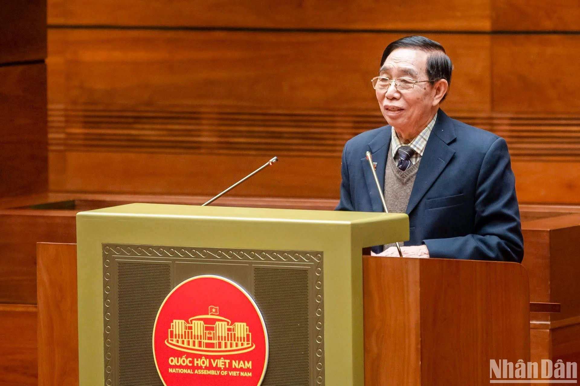 El ex jefe de la AN, Bui Ngoc Thanh, habla en el encuentro.