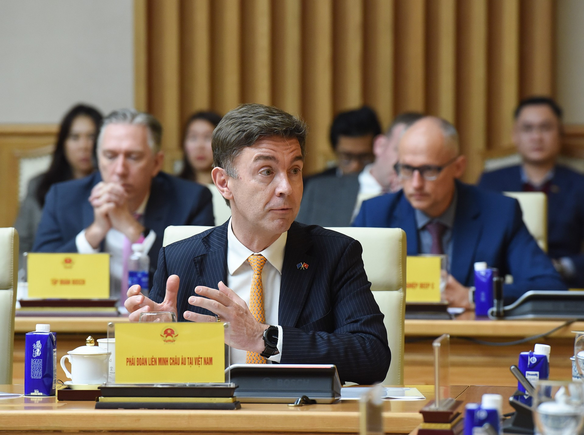 Representante de la delegación de la Unión Europea en Vietnam habla en el evento. Representante de la delegación de la Unión Europea en Vietnam habla en el evento.