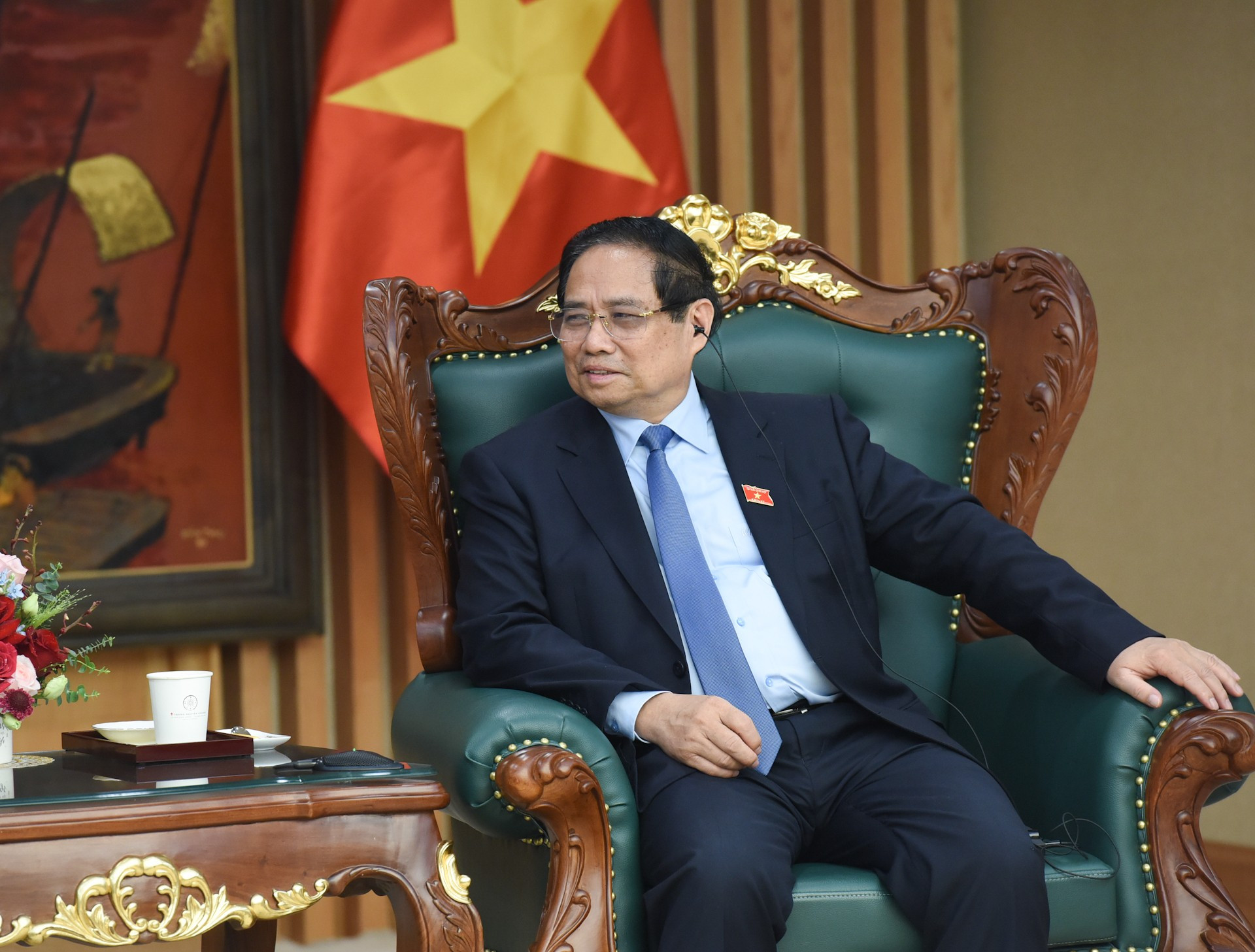 El primer ministro Pham Minh Chinh interviene en la recepción. El primer ministro Pham Minh Chinh interviene en la recepción.