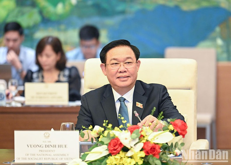 Dinh Hue habla en la reunión. Dinh Hue habla en la reunión.