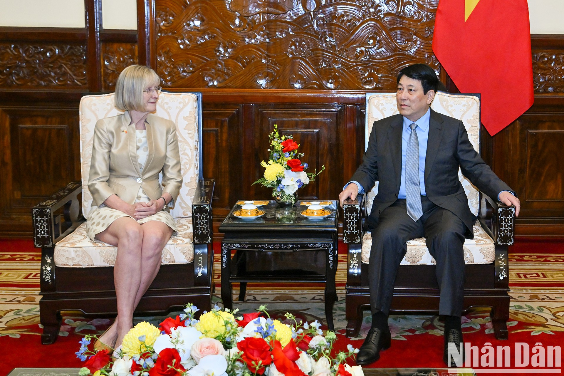 El presidente Luong Cuong recibe a la embajadora de Australia en Vietnam, Gillian Bird. El presidente Luong Cuong recibe a la embajadora de Australia en Vietnam, Gillian Bird.