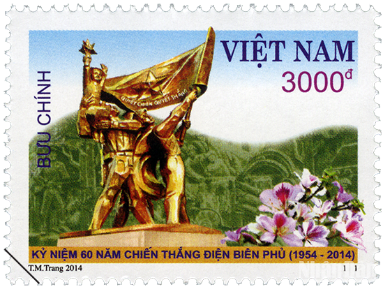Conjunto de sellos que conmemora el 60º aniversario de la victoria. Las estampillas fueron diseñadas por el artista To Minh Trang con la imagen del Monumento a la Victoria de Dien Bien Phu y la flor ban (Bauhinia), típica de la región del Noroeste. Conjunto de sellos que conmemora el 60º aniversario de la victoria. Las estampillas fueron diseñadas por el artista To Minh Trang con la imagen del Monumento a la Victoria de Dien Bien Phu y la flor ban (Bauhinia), típica de la región del Noroeste.