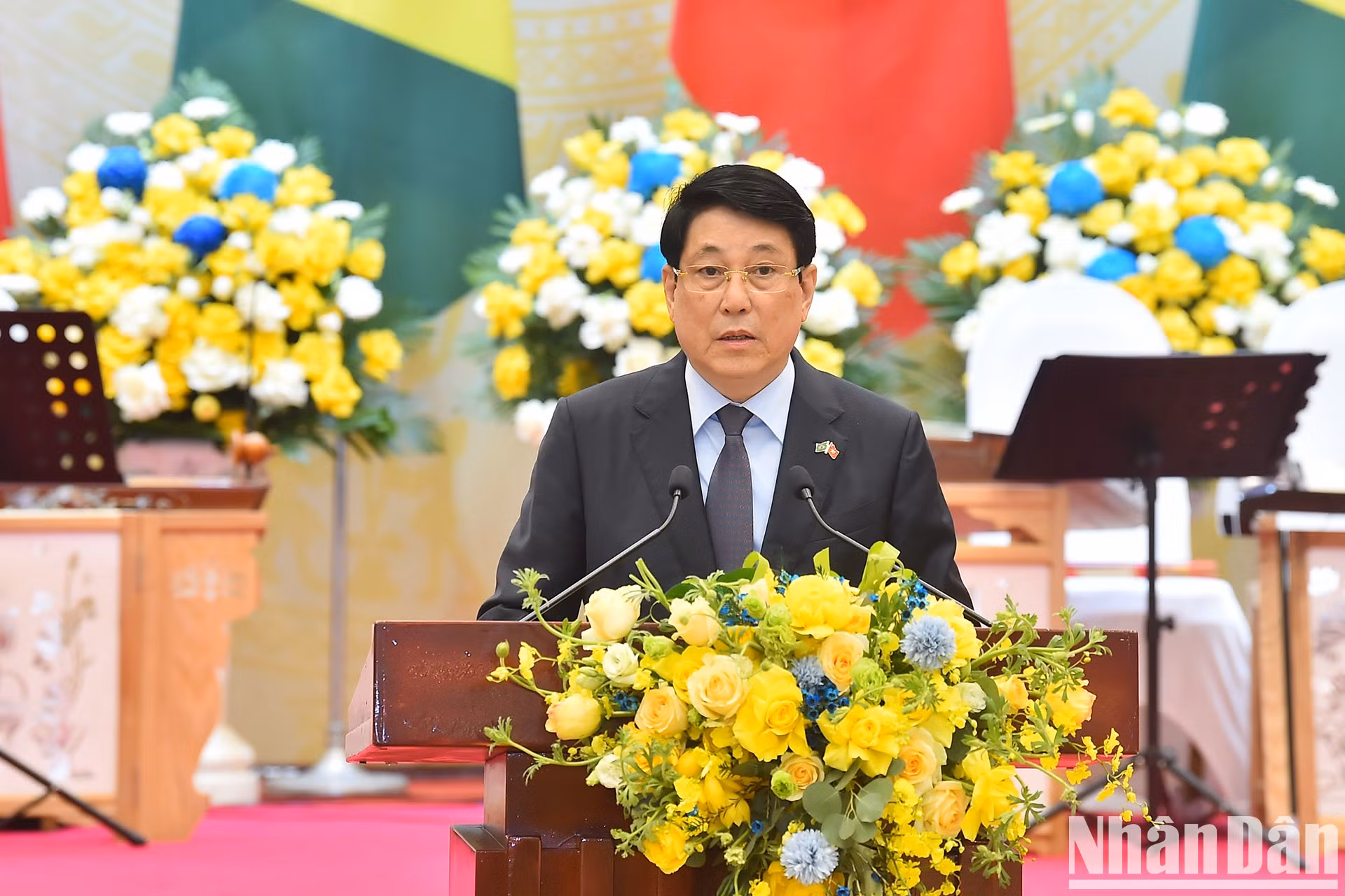 El presidente Luong Cuong habla en la recepción.
