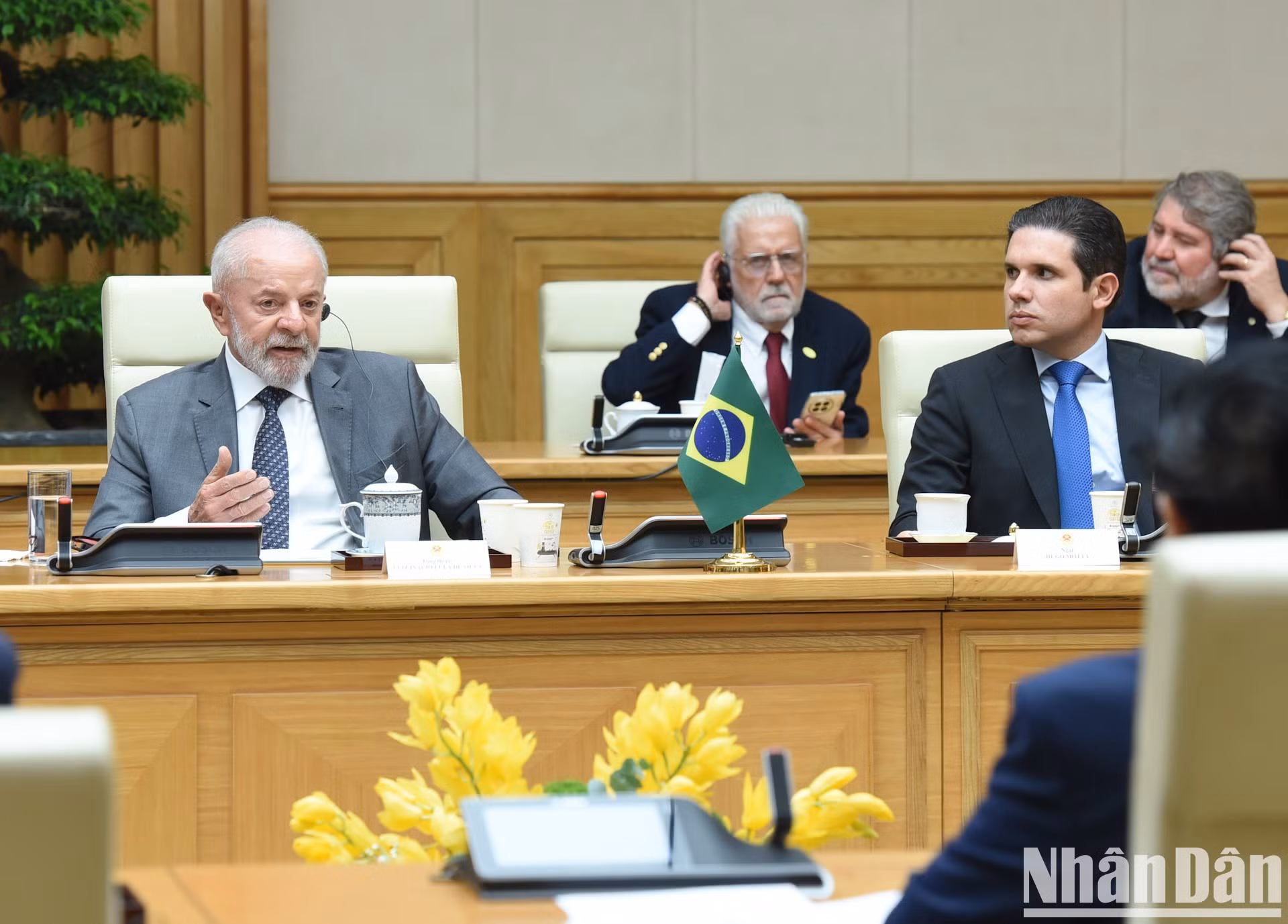 El presidente brasileño, Luiz Inácio Lula da Silva, habla en la cita.
