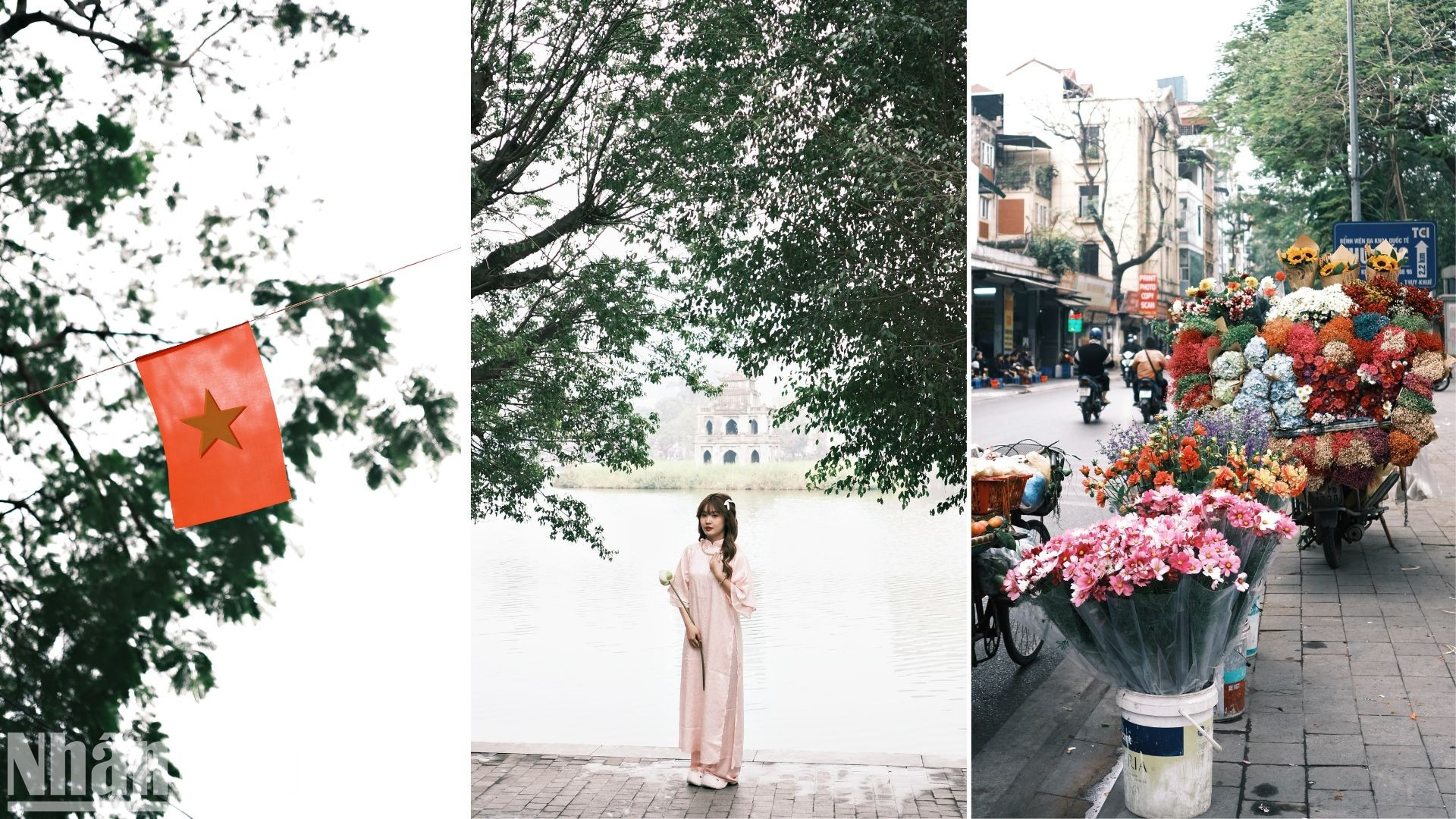 En la calle peatonal en el lago Hoan Kiem. En la calle peatonal en el lago Hoan Kiem.