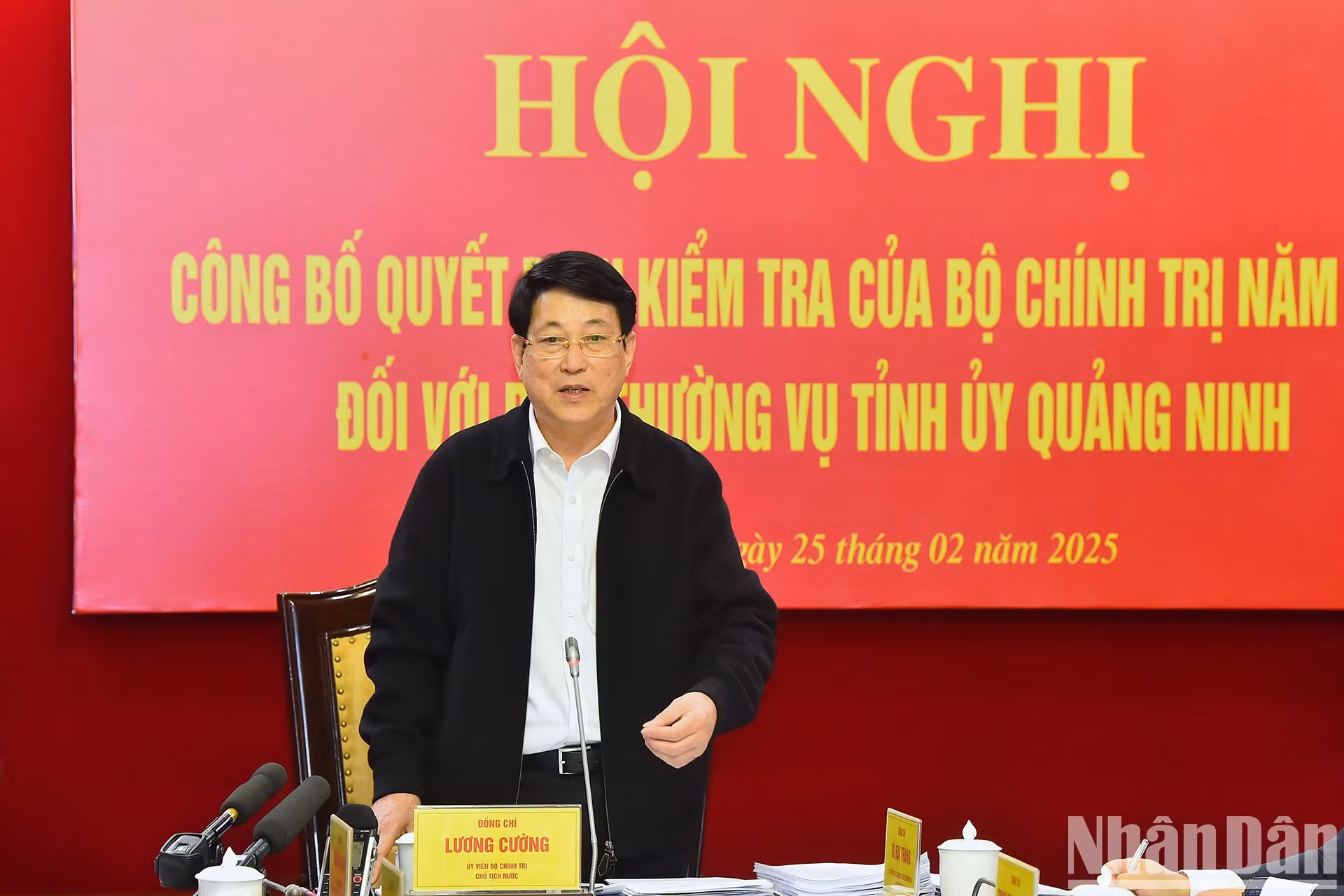 El presidente Luong Cuong interviene en la conferencia.