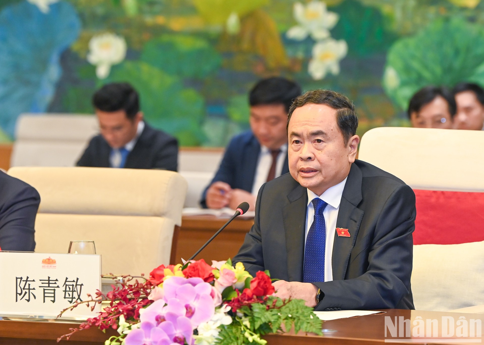 El presidente de la ANV, Tran Thanh Man, habla en la reunión. El presidente de la ANV, Tran Thanh Man, habla en la reunión.