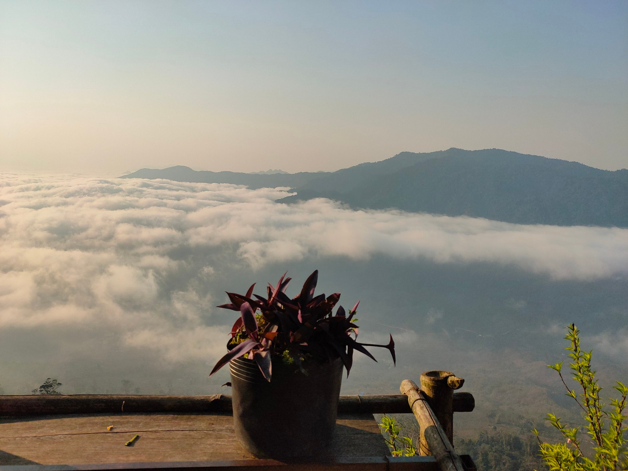 Cerca de las ocho de la mañana el mar de nubes se va disipando poco a poco.