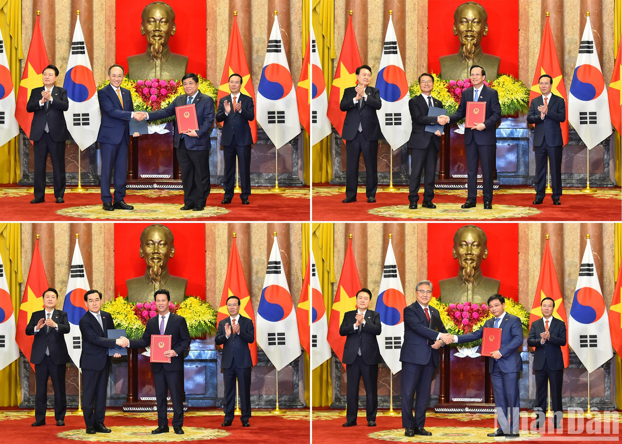 Ambos mandatarios fueron testigos de la rúbrica de los documentos de cooperación bilateral en varios campos como planificación e inversión, mano de obra y empleo, recursos naturales y medio ambiente y transporte, entre otros. Ambos mandatarios fueron testigos de la rúbrica de los documentos de cooperación bilateral en varios campos como planificación e inversión, mano de obra y empleo, recursos naturales y medio ambiente y transporte, entre otros.