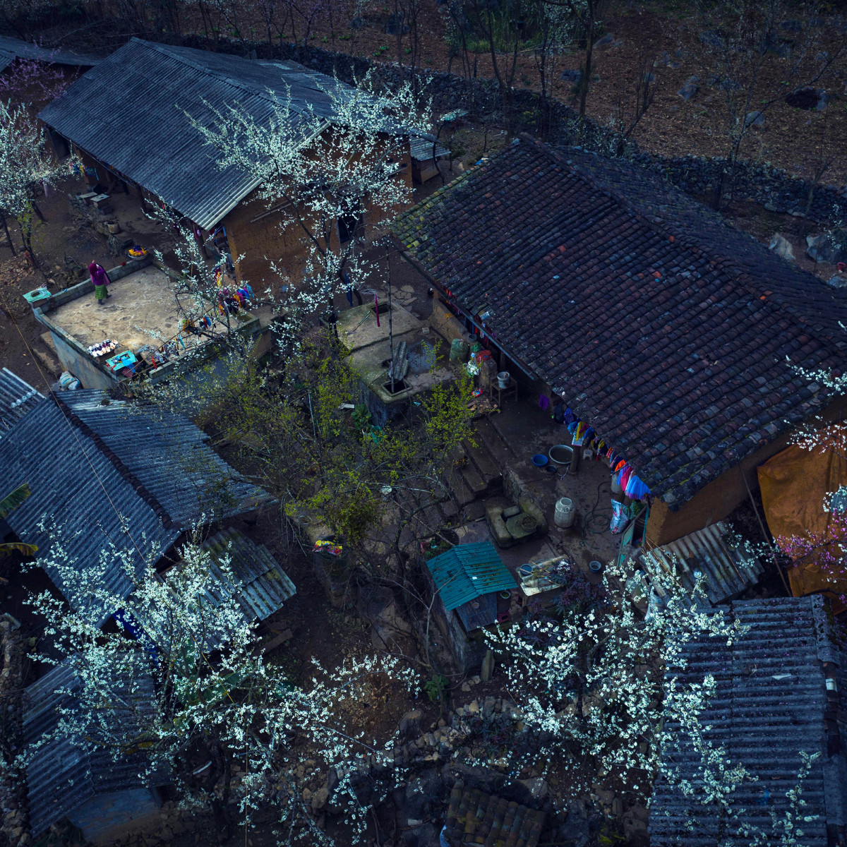 Casas con tejados de tejas árabes en la comuna de Sang Tung, distrito de Dong Van.