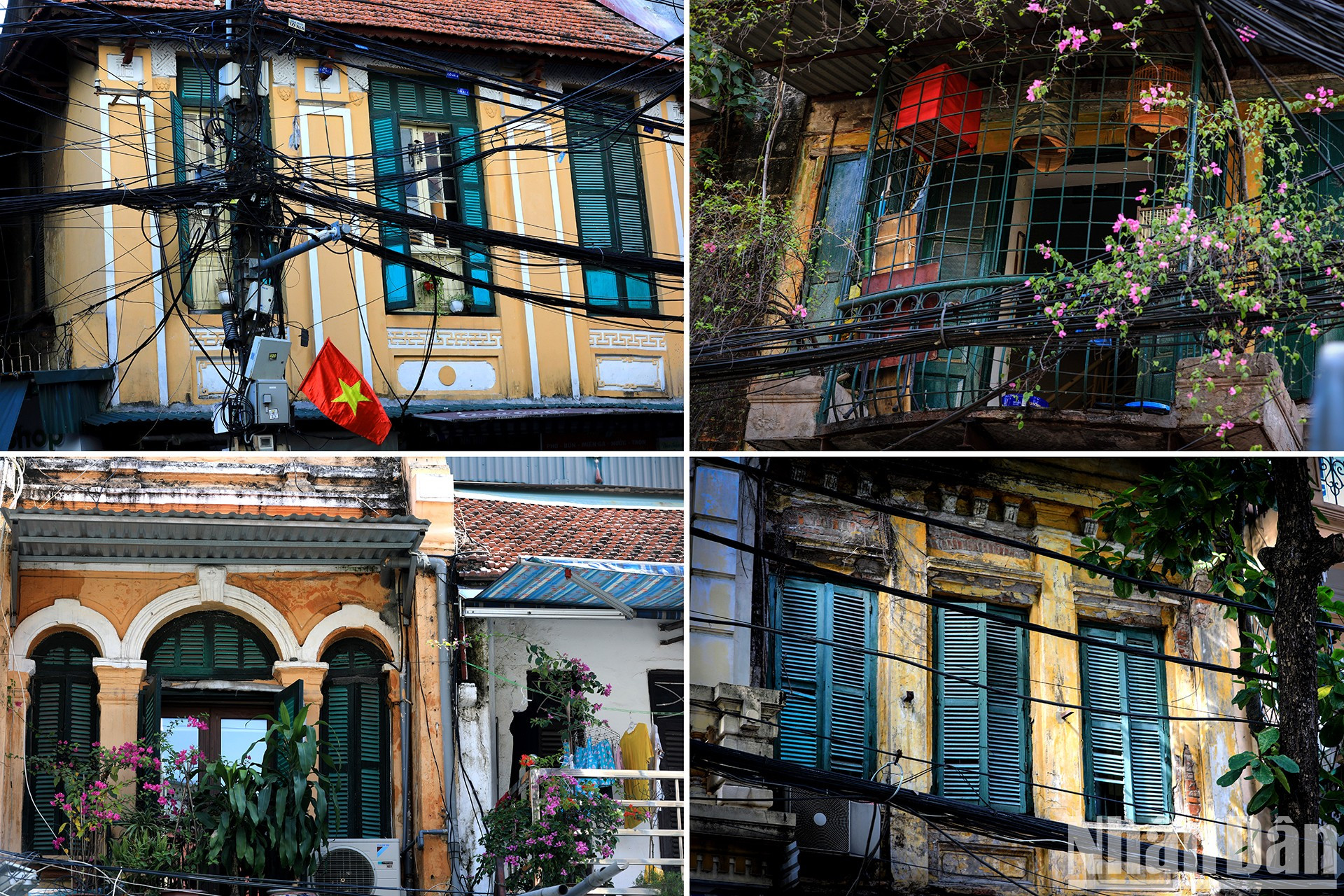 El Barrio Antiguo de Hanoi se caracteriza por imágenes de marcos de puertas antiguos y balcones desgastados. El Barrio Antiguo de Hanoi se caracteriza por imágenes de marcos de puertas antiguos y balcones desgastados.
