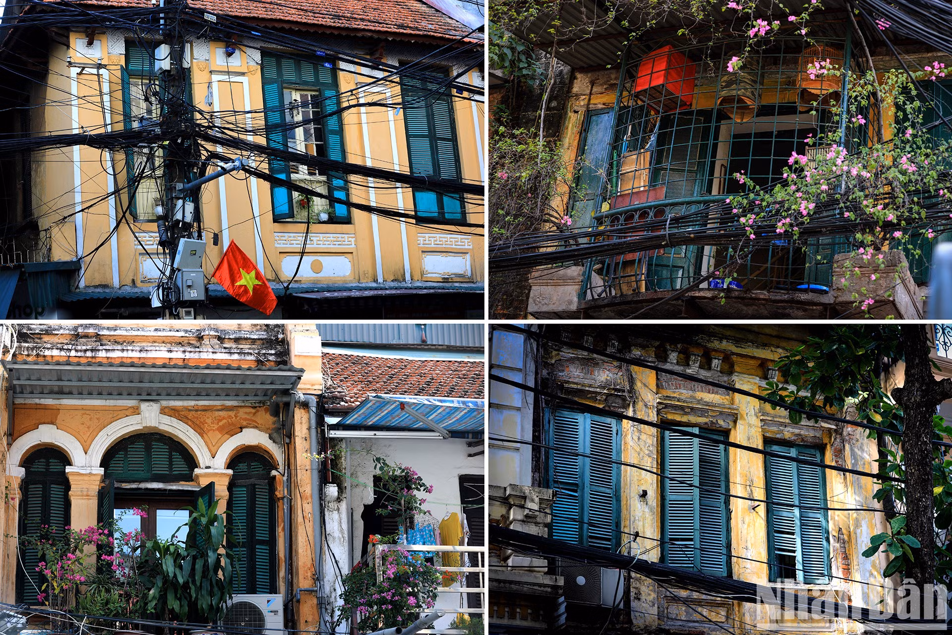 El Barrio Antiguo de Hanoi se caracteriza por imágenes de marcos de puertas antiguos y balcones desgastados. El Barrio Antiguo de Hanoi se caracteriza por imágenes de marcos de puertas antiguos y balcones desgastados.