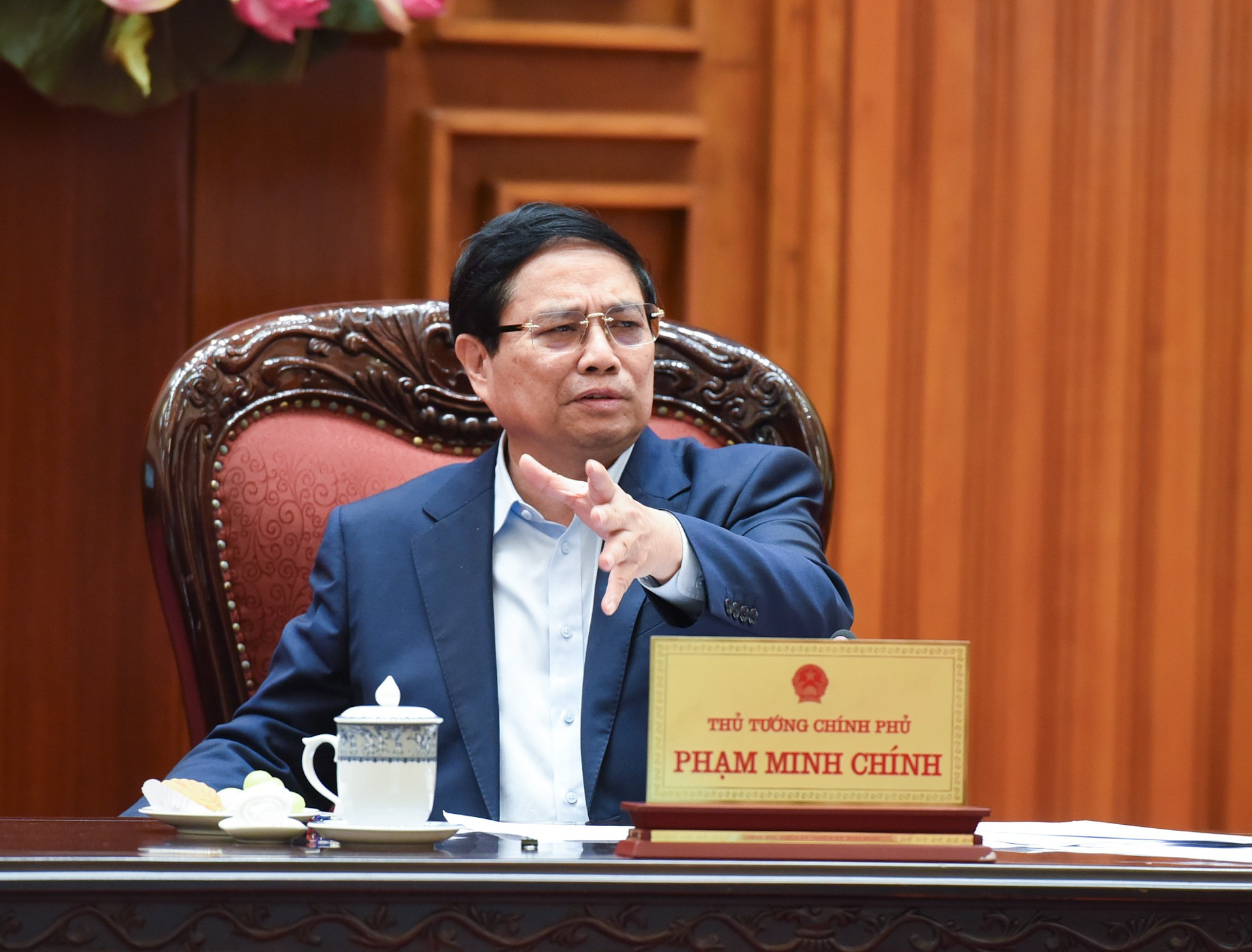 El primer ministro de Vietnam, Pham Minh Chinh, también jefe del Comité, habla en el evento.