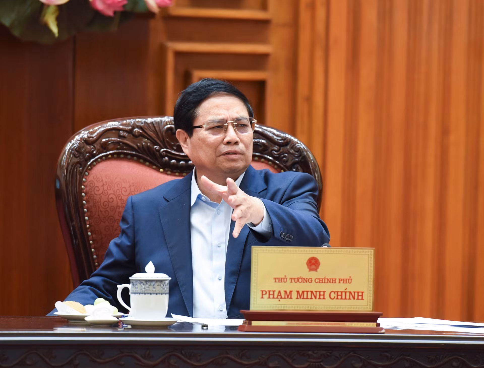 El primer ministro de Vietnam, Pham Minh Chinh, también jefe del Comité, habla en el evento.