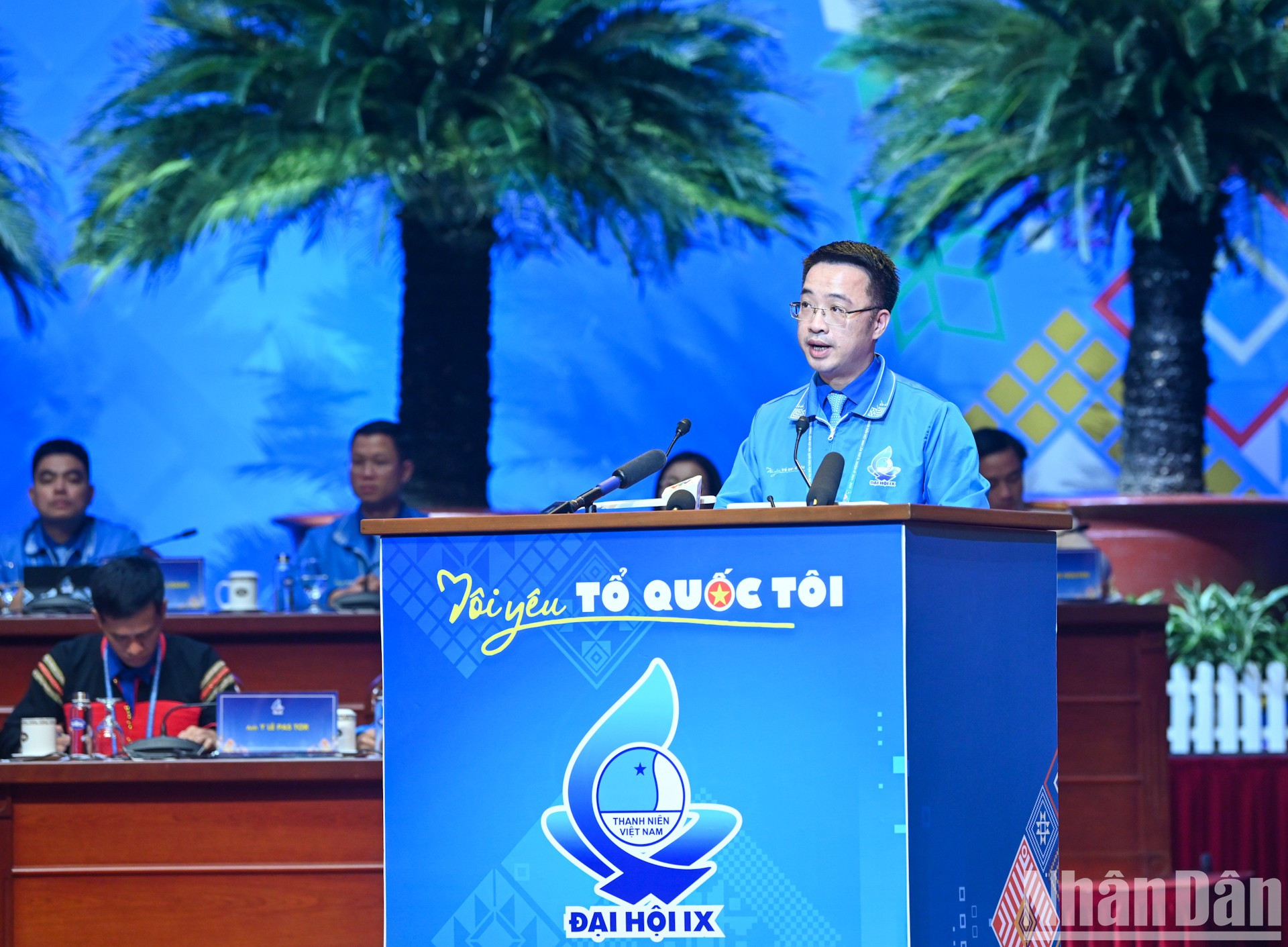Nguyen Tuong Lam, secretario del Comité Central de la Unión de Jóvenes Comunistas de Vietnam y vicepresidente de la Federación de Jóvenes de Vietnam, habla en el evento.