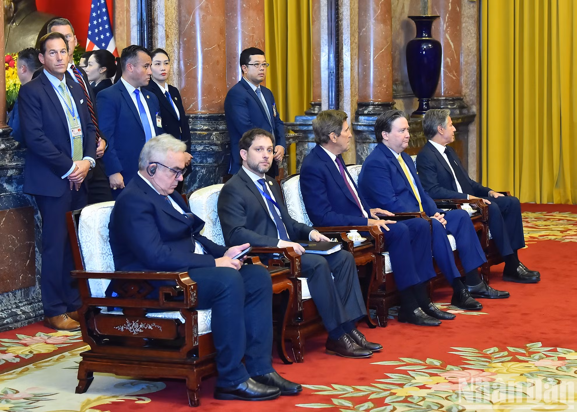 Miembros de la delegación de alto rango de Estados Unidos.