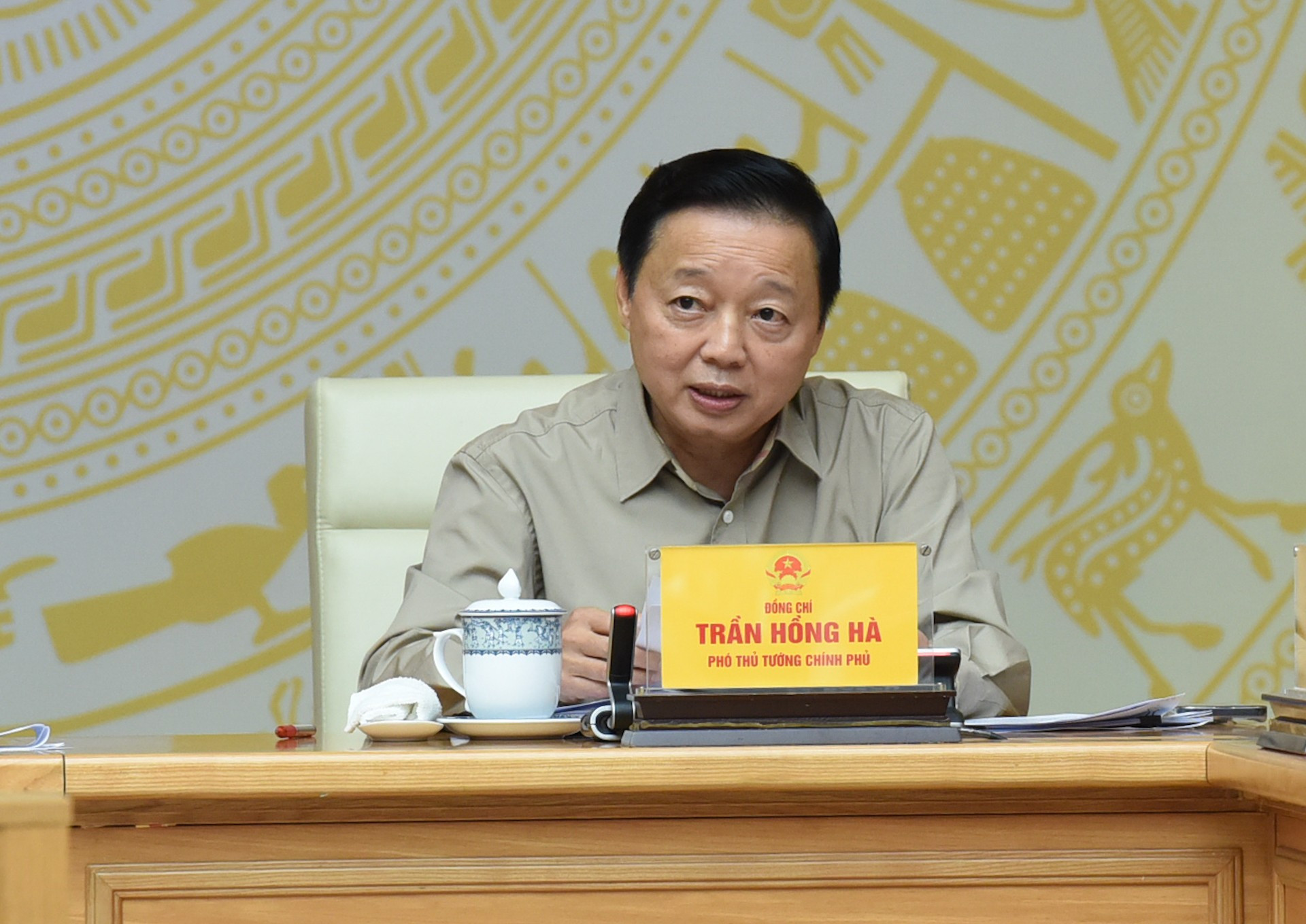 El viceprimer ministro Tran Hong Ha interviene. El viceprimer ministro Tran Hong Ha interviene.