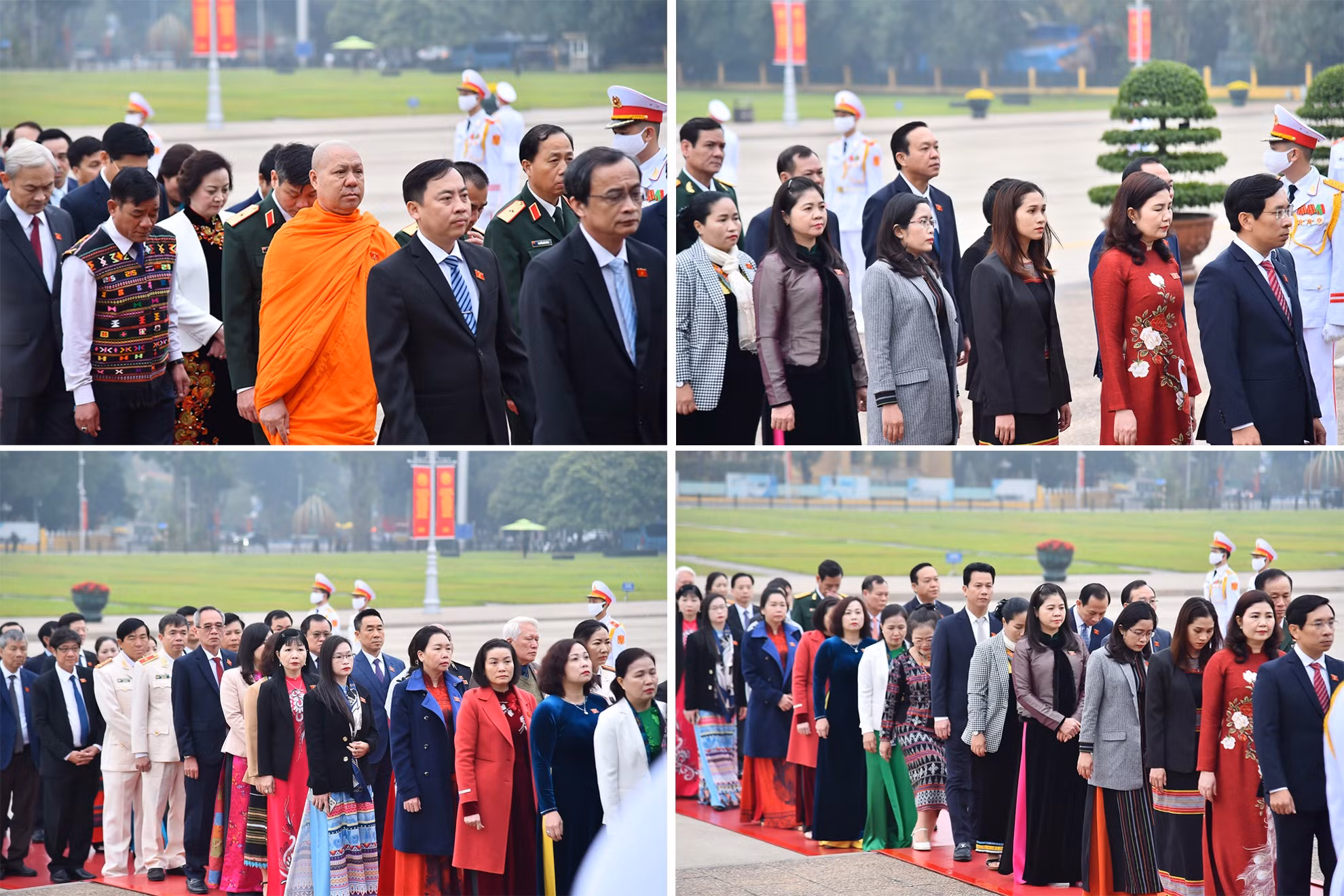 Los diputados entran al Mausoleo.