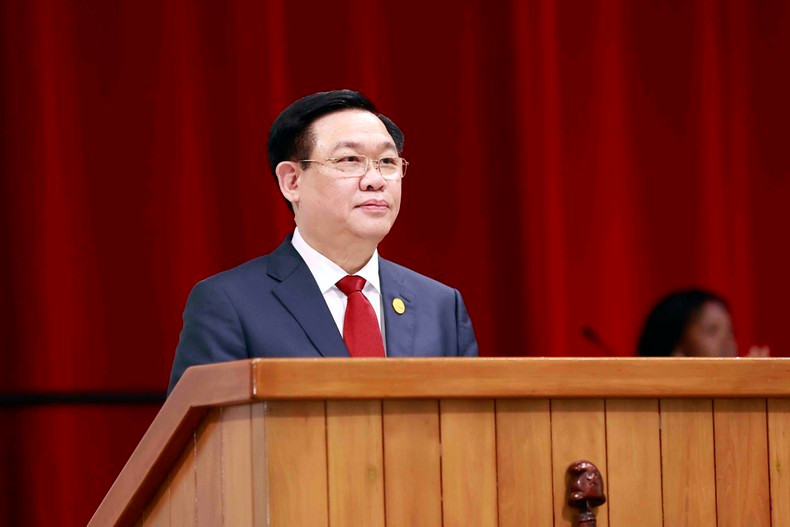 Dinh Hue interviene en la sesión.