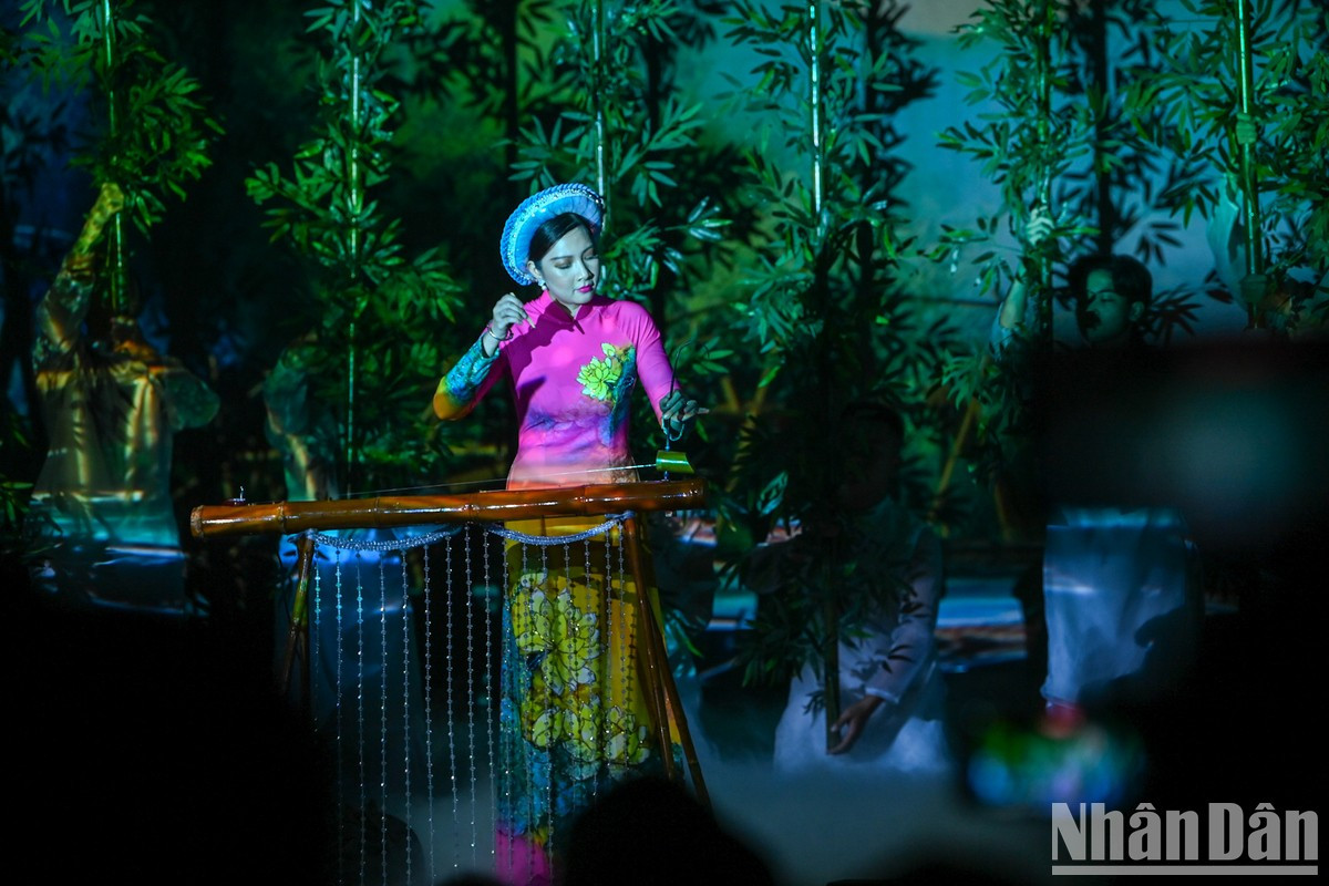 Actuación de dan bau (monocorde vietnamita) de la artista Le Giang.